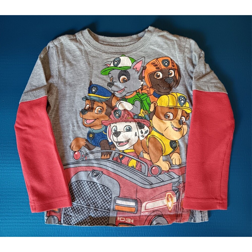 Shirt 2T Boy Paw Patrol With Pups Long sleeves toddler gray red